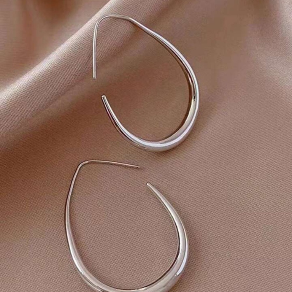 Sterling Silver Hoop Minimalist Earrings - Picture 7 of 8